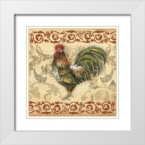 Toile Rooster IV White Modern Wood Framed Art Print with Double Matting by Gorham, Gregory