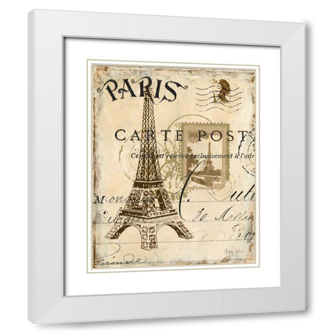Paris Collage I White Modern Wood Framed Art Print with Double Matting by Gorham, Gregory