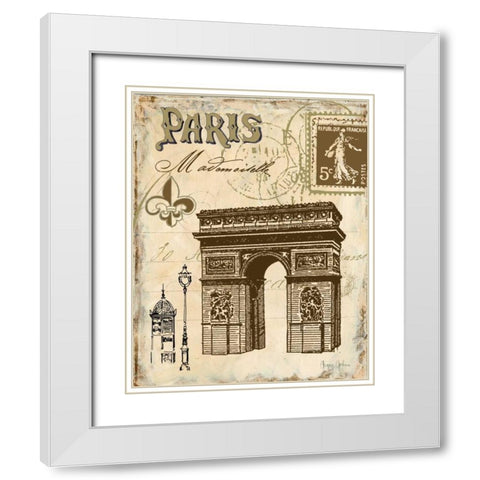 Paris Collage II White Modern Wood Framed Art Print with Double Matting by Gorham, Gregory