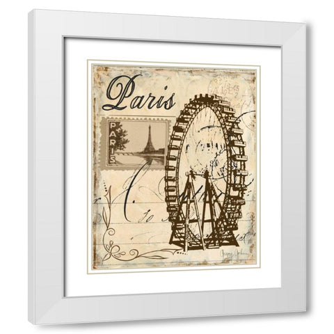 Paris Collage III White Modern Wood Framed Art Print with Double Matting by Gorham, Gregory