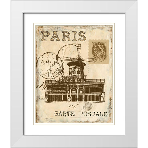 Paris Collage IV White Modern Wood Framed Art Print with Double Matting by Gorham, Gregory