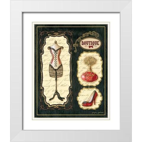 Paris Boutique En Rouge I White Modern Wood Framed Art Print with Double Matting by Gorham, Gregory
