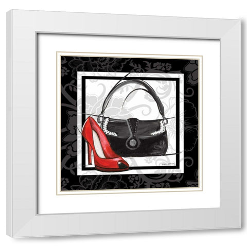 Purse and Shoe II White Modern Wood Framed Art Print with Double Matting by Gorham, Gregory