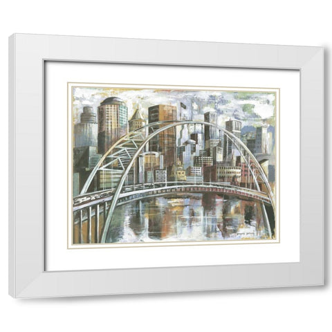 Cityscape II White Modern Wood Framed Art Print with Double Matting by Gorham, Gregory