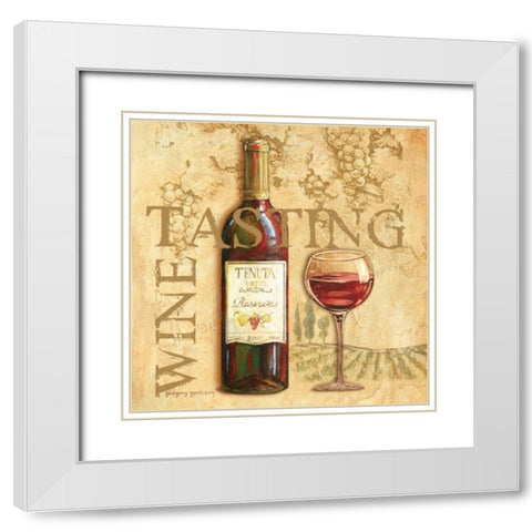 Wine Tasting Square White Modern Wood Framed Art Print with Double Matting by Gorham, Gregory