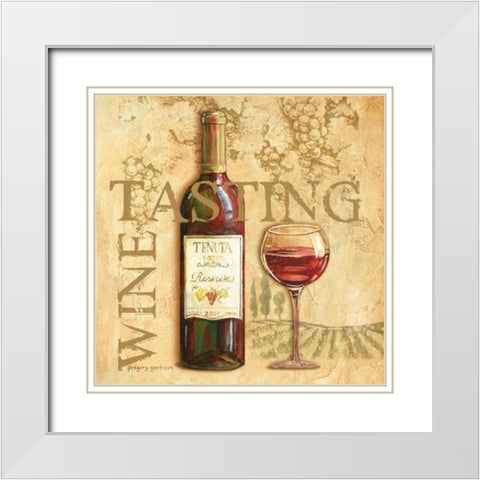 Wine Tasting Square White Modern Wood Framed Art Print with Double Matting by Gorham, Gregory