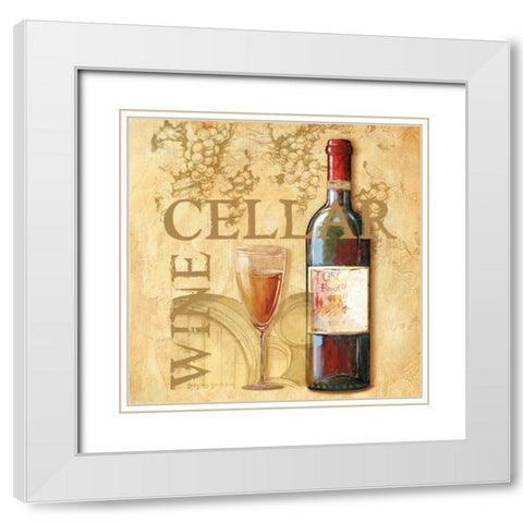 Wine Cellar Sqaure White Modern Wood Framed Art Print with Double Matting by Gorham, Gregory