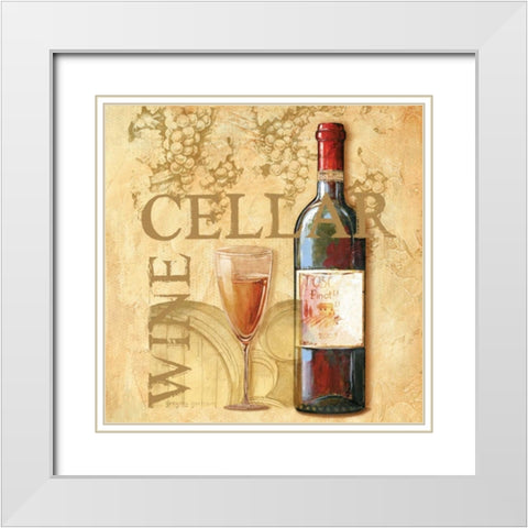 Wine Cellar Sqaure White Modern Wood Framed Art Print with Double Matting by Gorham, Gregory