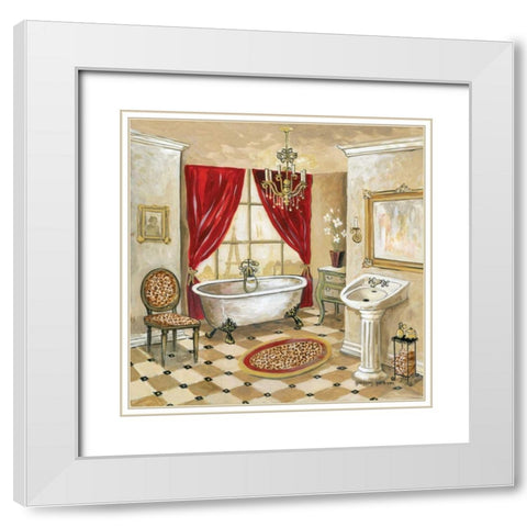 Leopard Parisian Bath White Modern Wood Framed Art Print with Double Matting by Gorham, Gregory