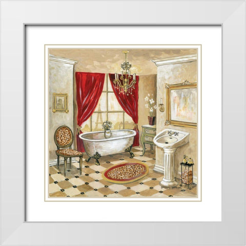 Leopard Parisian Bath White Modern Wood Framed Art Print with Double Matting by Gorham, Gregory