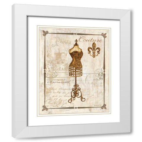 Paris Dress Form White Modern Wood Framed Art Print with Double Matting by Gorham, Gregory