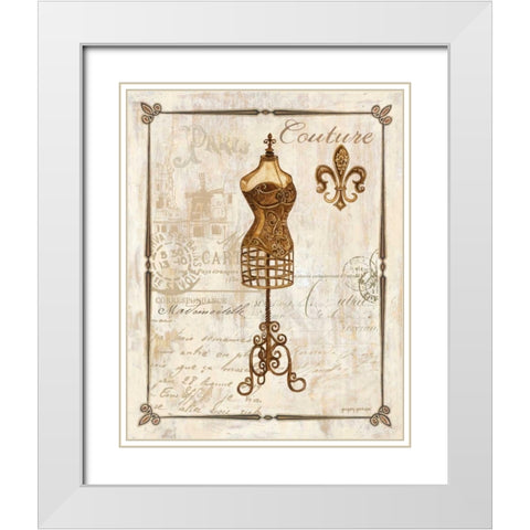 Paris Dress Form White Modern Wood Framed Art Print with Double Matting by Gorham, Gregory