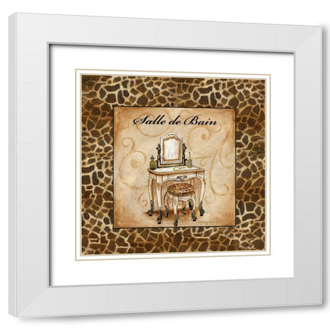 Giraffe Salle de Bain White Modern Wood Framed Art Print with Double Matting by Gorham, Gregory