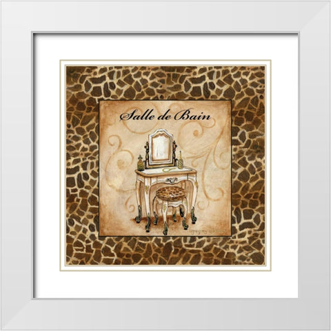Giraffe Salle de Bain White Modern Wood Framed Art Print with Double Matting by Gorham, Gregory