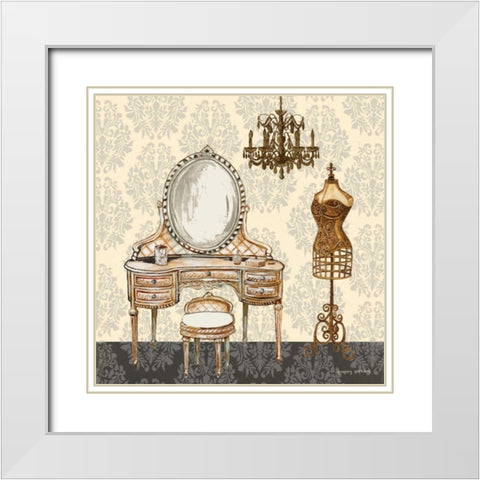 French Bath Motif I White Modern Wood Framed Art Print with Double Matting by Gorham, Gregory