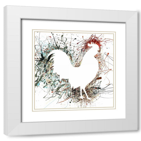 Party Rooster I White Modern Wood Framed Art Print with Double Matting by Gorham, Gregory