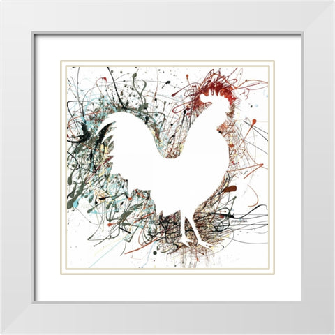 Party Rooster I White Modern Wood Framed Art Print with Double Matting by Gorham, Gregory