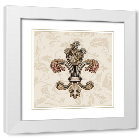 Fleur de Lis Motif I White Modern Wood Framed Art Print with Double Matting by Gorham, Gregory