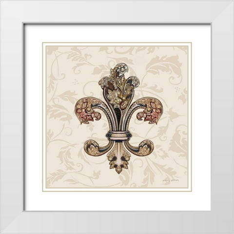 Fleur de Lis Motif I White Modern Wood Framed Art Print with Double Matting by Gorham, Gregory