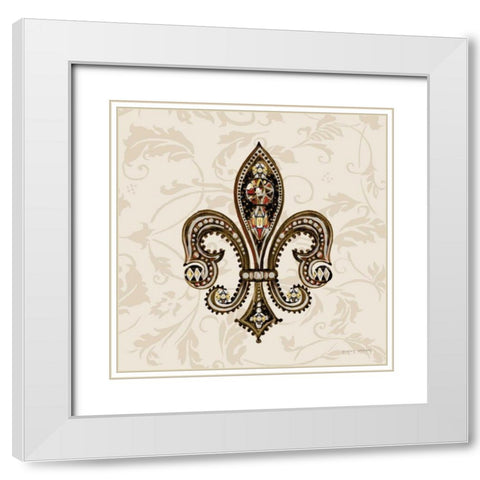 Fleur de Lis Motif II White Modern Wood Framed Art Print with Double Matting by Gorham, Gregory