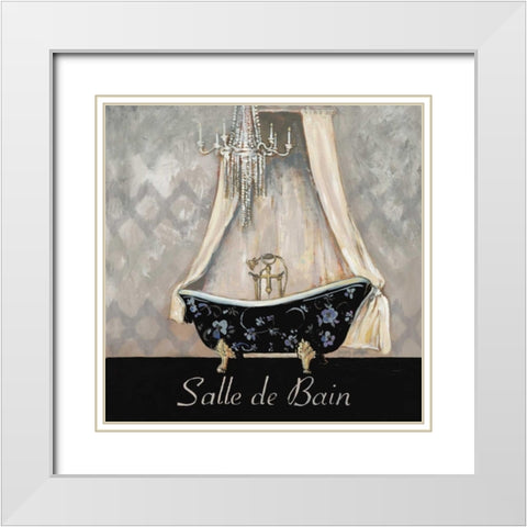 Ikat Bath I White Modern Wood Framed Art Print with Double Matting by Gorham, Gregory