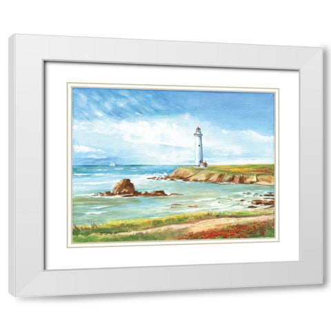 Lighthouse Path White Modern Wood Framed Art Print with Double Matting by Gorham, Gregory