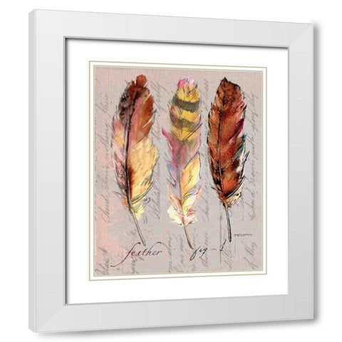 Three Feathers I White Modern Wood Framed Art Print with Double Matting by Gorham, Gregory