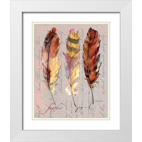 Three Feathers I White Modern Wood Framed Art Print with Double Matting by Gorham, Gregory