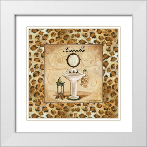 Leopard Lavabo White Modern Wood Framed Art Print with Double Matting by Gorham, Gregory