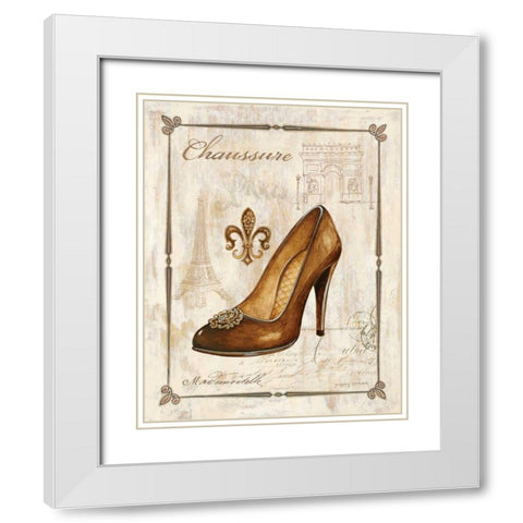 Keys to Paris Chaussure White Modern Wood Framed Art Print with Double Matting by Gorham, Gregory