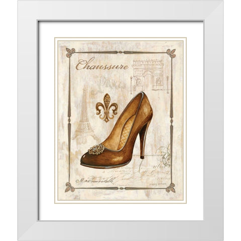 Keys to Paris Chaussure White Modern Wood Framed Art Print with Double Matting by Gorham, Gregory