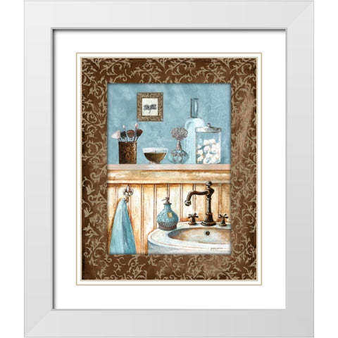 Blue Bath III White Modern Wood Framed Art Print with Double Matting by Gorham, Gregory