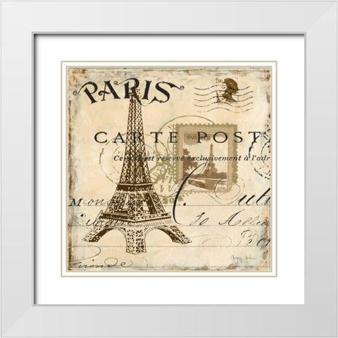 Paris Collage Sq I White Modern Wood Framed Art Print with Double Matting by Gorham, Gregory