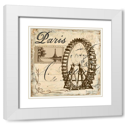 Paris Collage Sq III White Modern Wood Framed Art Print with Double Matting by Gorham, Gregory