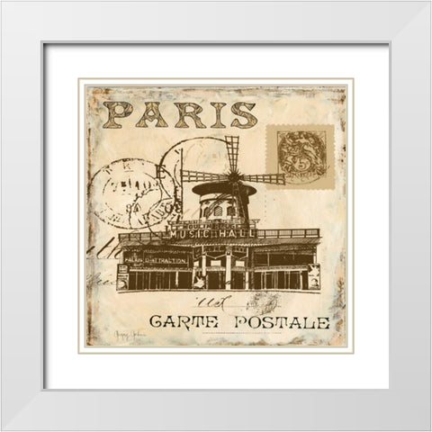 Paris Collage Sq. IV White Modern Wood Framed Art Print with Double Matting by Gorham, Gregory