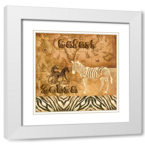 Safari Zebra White Modern Wood Framed Art Print with Double Matting by Gorham, Gregory