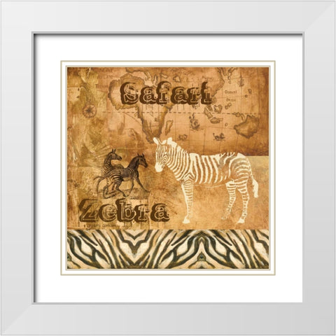Safari Zebra White Modern Wood Framed Art Print with Double Matting by Gorham, Gregory