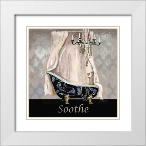 Ikat Bath Soothe White Modern Wood Framed Art Print with Double Matting by Gorham, Gregory