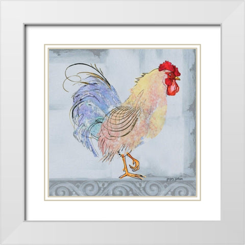 Good Morning Rooster I White Modern Wood Framed Art Print with Double Matting by Gorham, Gregory