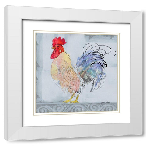 Good Morning Rooster II White Modern Wood Framed Art Print with Double Matting by Gorham, Gregory