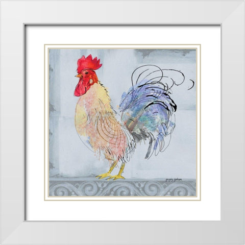 Good Morning Rooster II White Modern Wood Framed Art Print with Double Matting by Gorham, Gregory