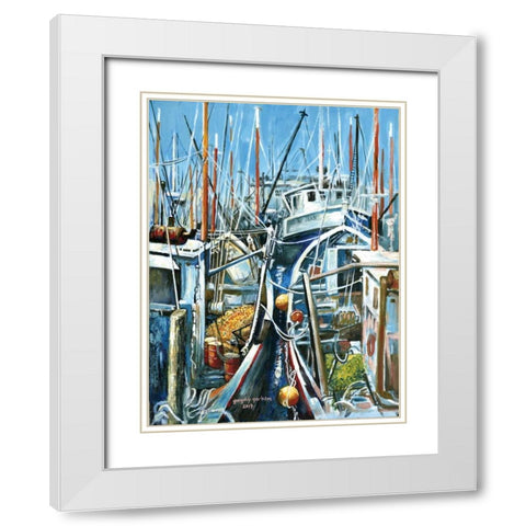 Mac Millian Wharf White Modern Wood Framed Art Print with Double Matting by Gorham, Gregory