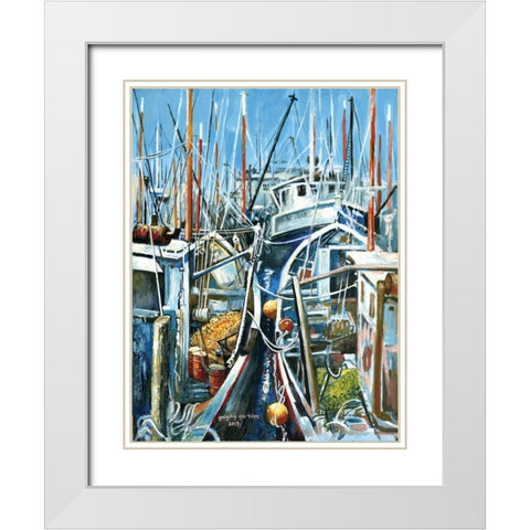 Mac Millian Wharf White Modern Wood Framed Art Print with Double Matting by Gorham, Gregory