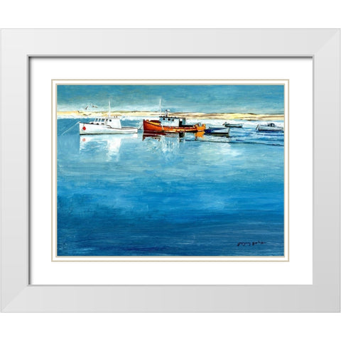 Winter Harbor White Modern Wood Framed Art Print with Double Matting by Gorham, Gregory