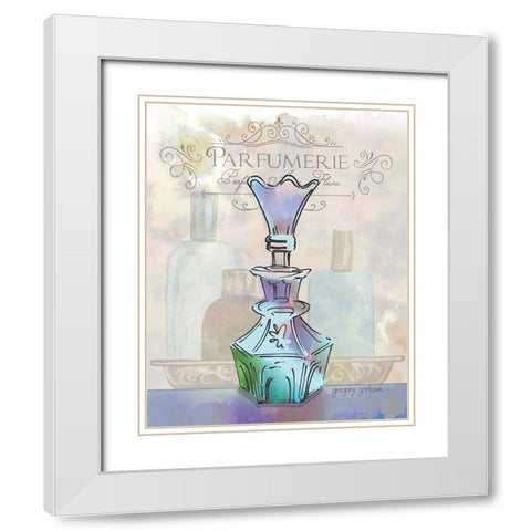 French Perfume Motif I White Modern Wood Framed Art Print with Double Matting by Gorham, Gregory