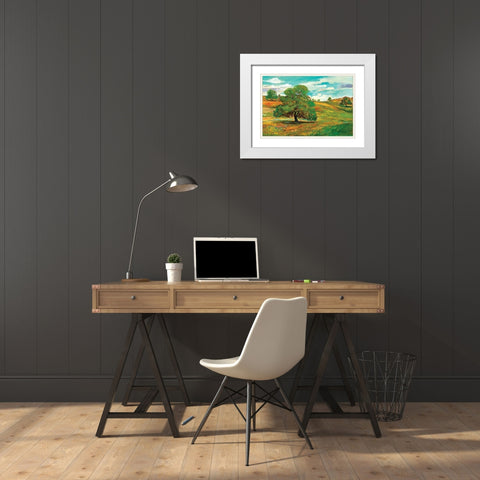 Wild Poppy Landscape I White Modern Wood Framed Art Print with Double Matting by Gorham, Gregory