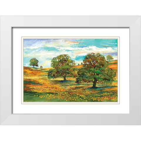 Wild Poppy Landscape II White Modern Wood Framed Art Print with Double Matting by Gorham, Gregory