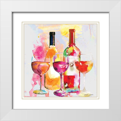 Nouveau Wines I White Modern Wood Framed Art Print with Double Matting by Gorham, Gregory