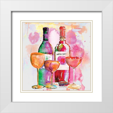 Nouveau Wines III White Modern Wood Framed Art Print with Double Matting by Gorham, Gregory