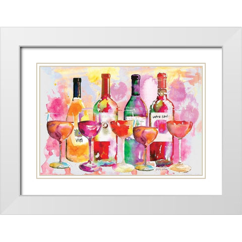 Nouveau Wines IV White Modern Wood Framed Art Print with Double Matting by Gorham, Gregory